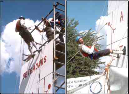 Les trying out experimental Morris Dance while abseiling